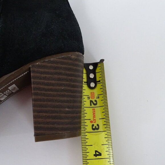 Toms Black Suede Ankle Boots Women Size 8.5 With Block Heel Zipper Closure - Picture 10 of 13